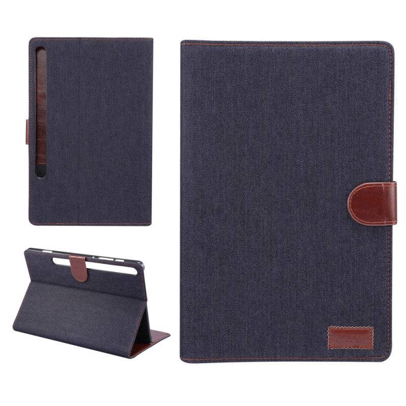 Flip Cover Læder Samsung Galaxy Tab S7 Plus Sort Jeans Beskyttelse