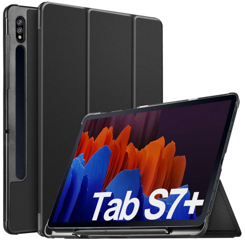 Tredobbelt Smart Etui Med Samsung Galaxy Tab S7 Plus Stylus Holder