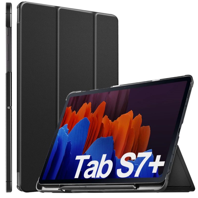 Tredobbelt Smart Etui Med Samsung Galaxy Tab S7 Plus Stylus Holder