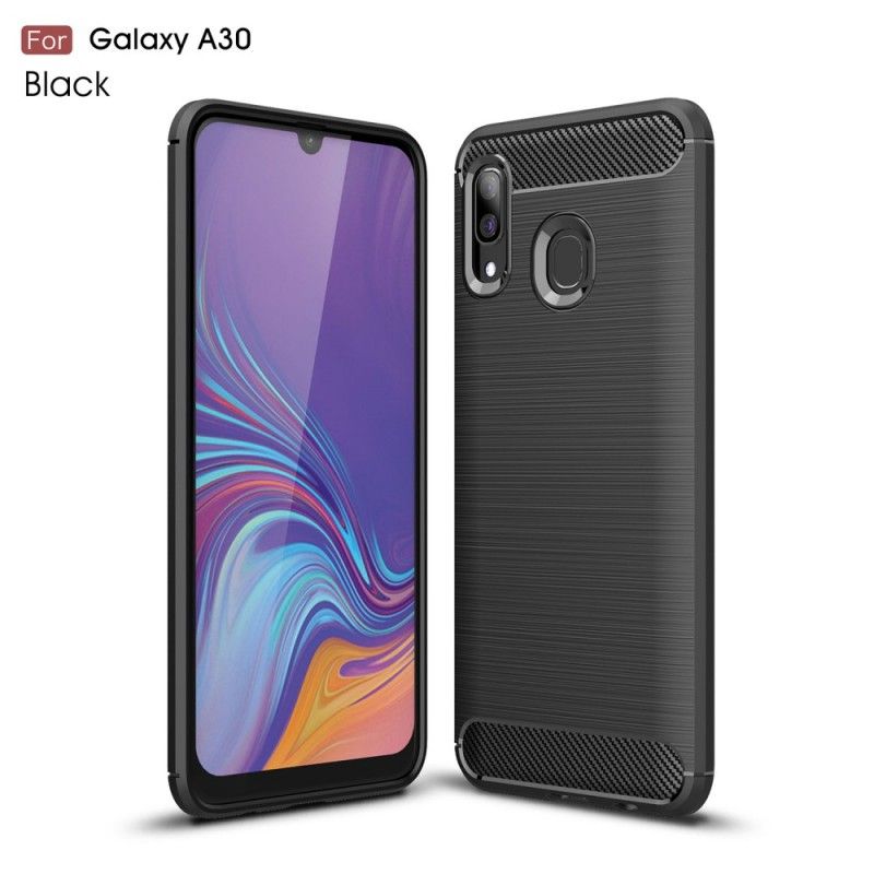 Cover Samsung Galaxy A30 Sort Mobilcover Børstet Kulfiber