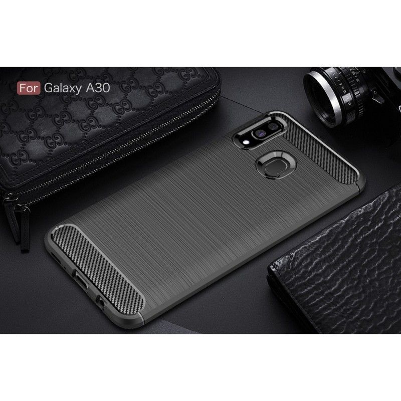 Cover Samsung Galaxy A30 Sort Mobilcover Børstet Kulfiber