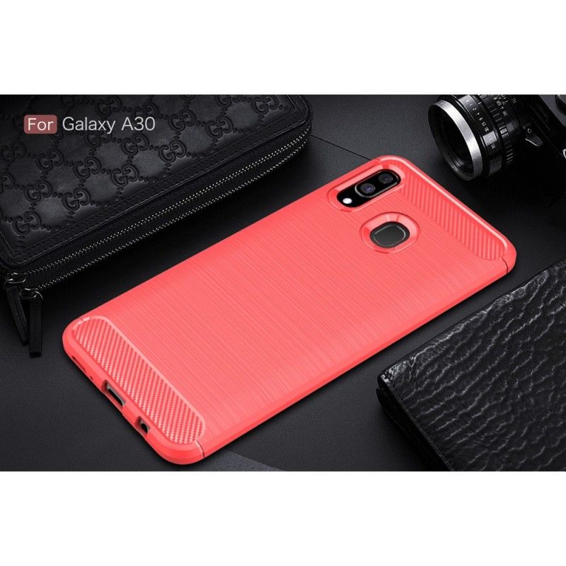 Cover Samsung Galaxy A30 Sort Mobilcover Børstet Kulfiber