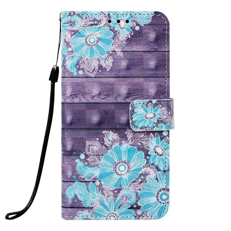 Flip Cover Læder for Samsung Galaxy A30 Blå Blomster