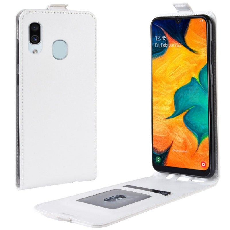 Flip Cover Læder for Samsung Galaxy A30 Sort Foldning Af Lædereffekt