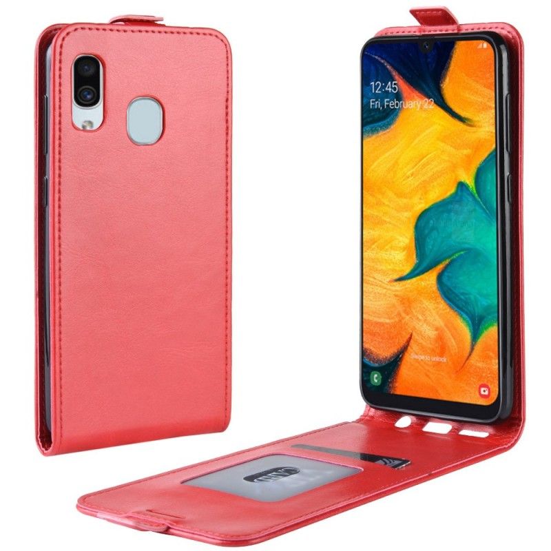 Flip Cover Læder for Samsung Galaxy A30 Sort Foldning Af Lædereffekt