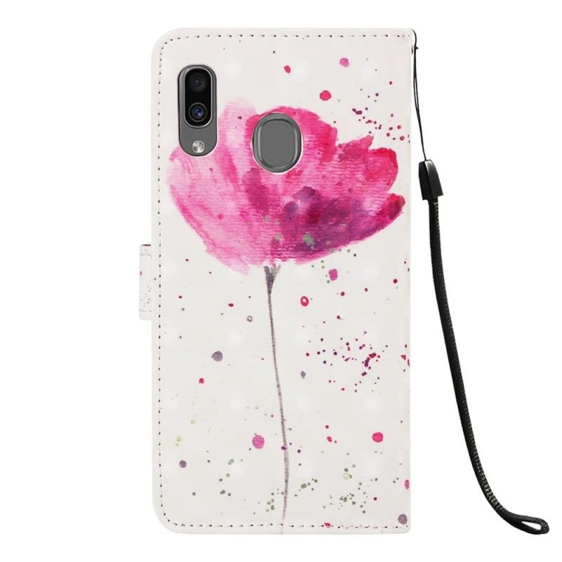 Flip Cover Læder Samsung Galaxy A30 Akvarelvalmue