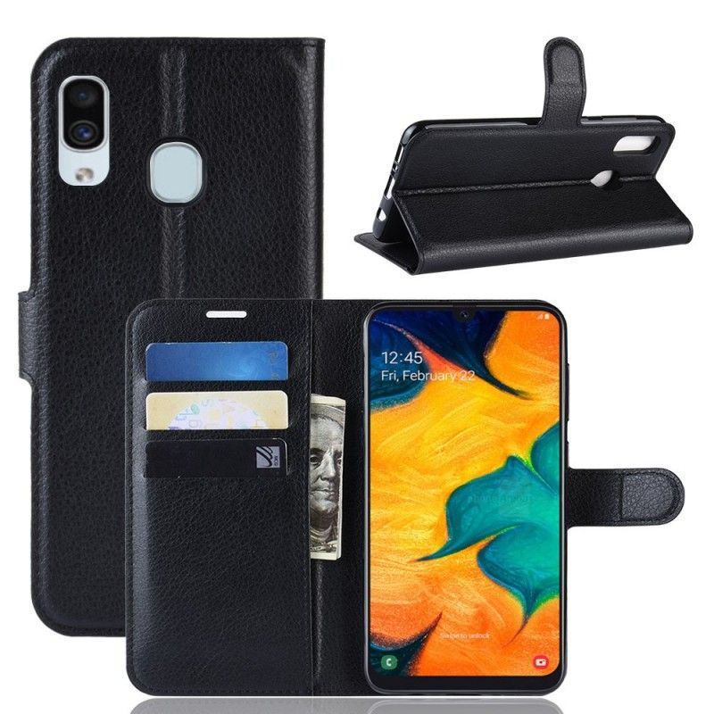 Flip Cover Læder Samsung Galaxy A30 Sort Klassisk