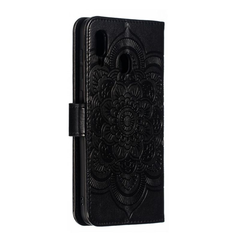 Flip Cover Læder Samsung Galaxy A30 Sort Mandala Og Diamanter