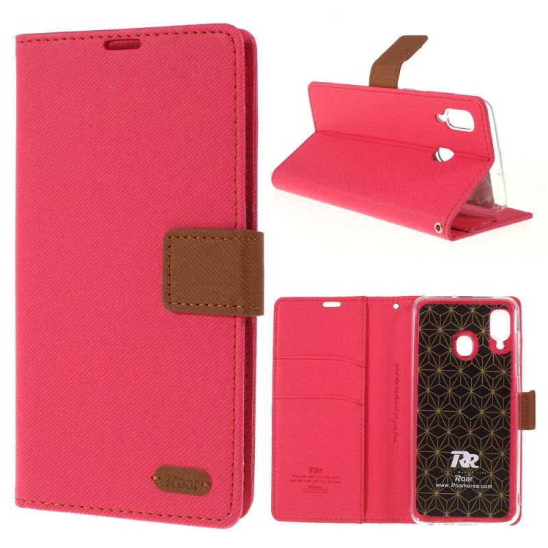 Flip Cover Samsung Galaxy A30 Magenta Tofarvet Stof