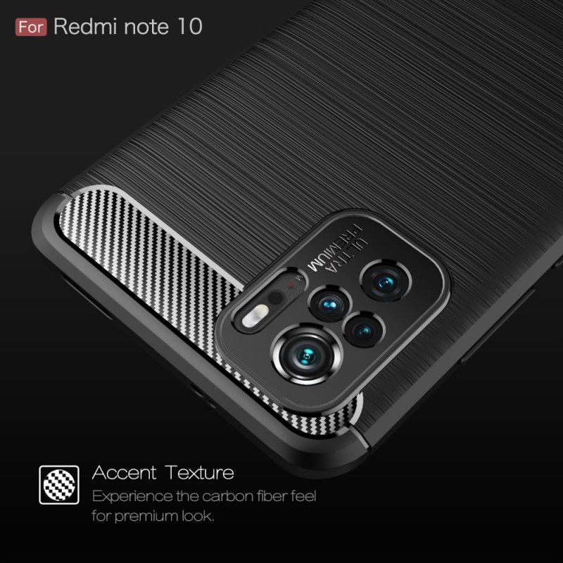 Cover Xiaomi Redmi Note 10 / Note 10S Sort Børstet Kulfiber