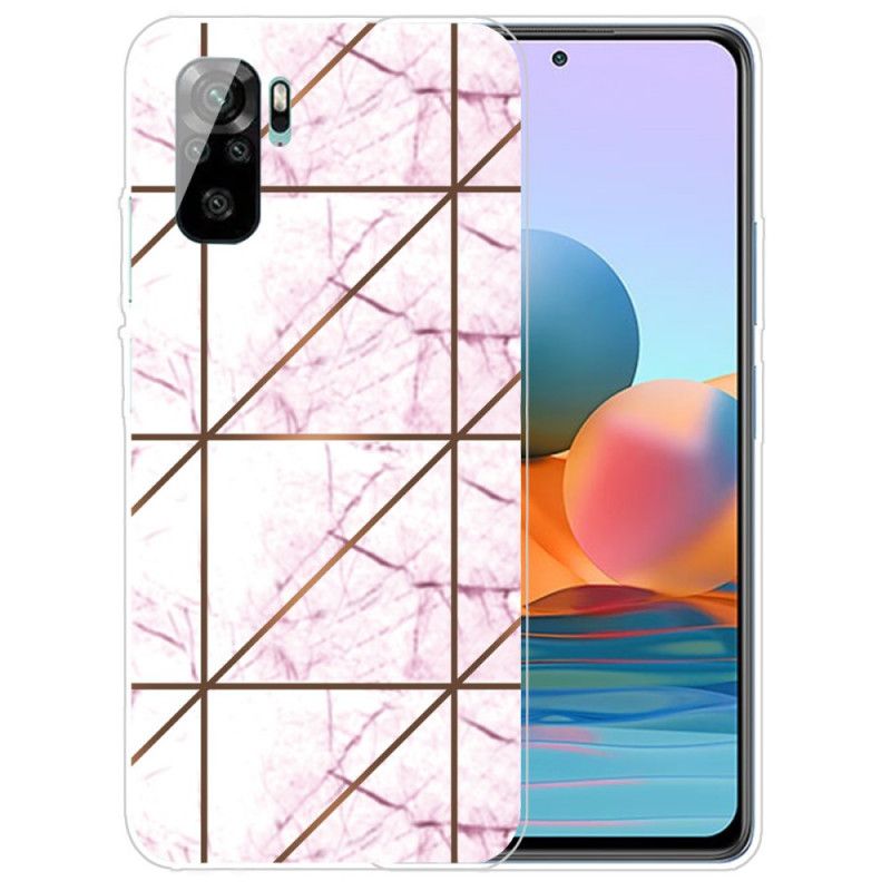 Cover Xiaomi Redmi Note 10 / Note 10S Sort Intens Marmor Med Geometri