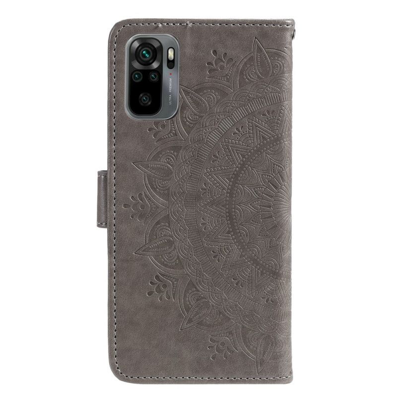 Flip Cover Læder for Xiaomi Redmi Note 10 / Note 10S Grå Solmandala