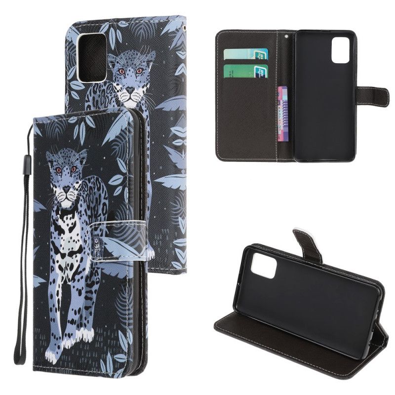 Flip Cover Læder for Xiaomi Redmi Note 10 / Note 10S Leopard Med Rem