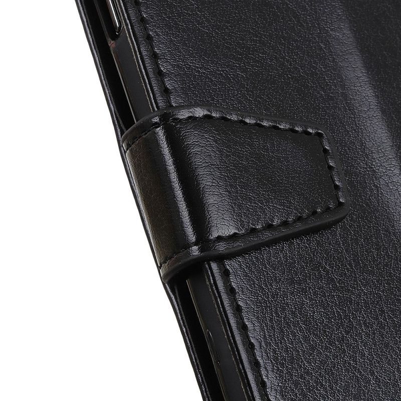 Flip Cover Læder for Xiaomi Redmi Note 10 / Note 10S Sort Enkel Skinnende Lædereffekt