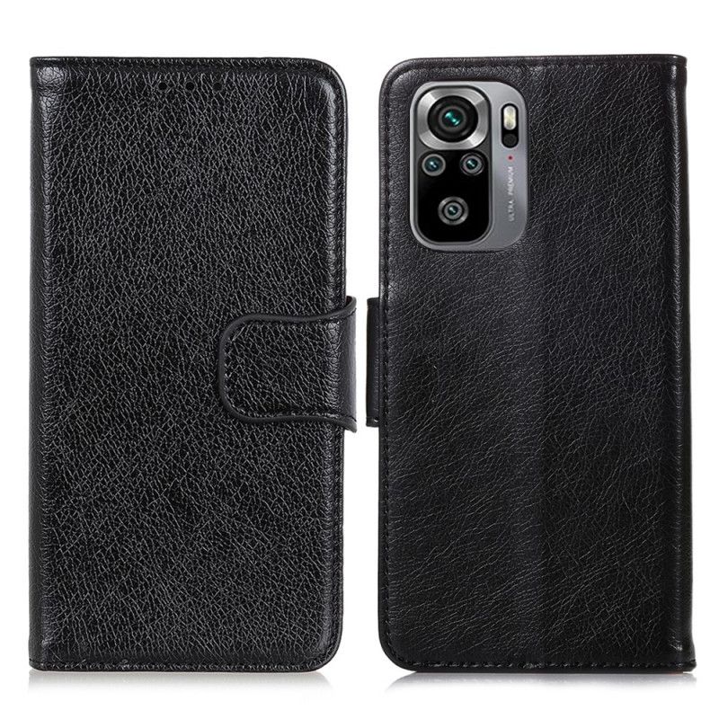 Flip Cover Læder for Xiaomi Redmi Note 10 / Note 10S Sort Split Nappalæder