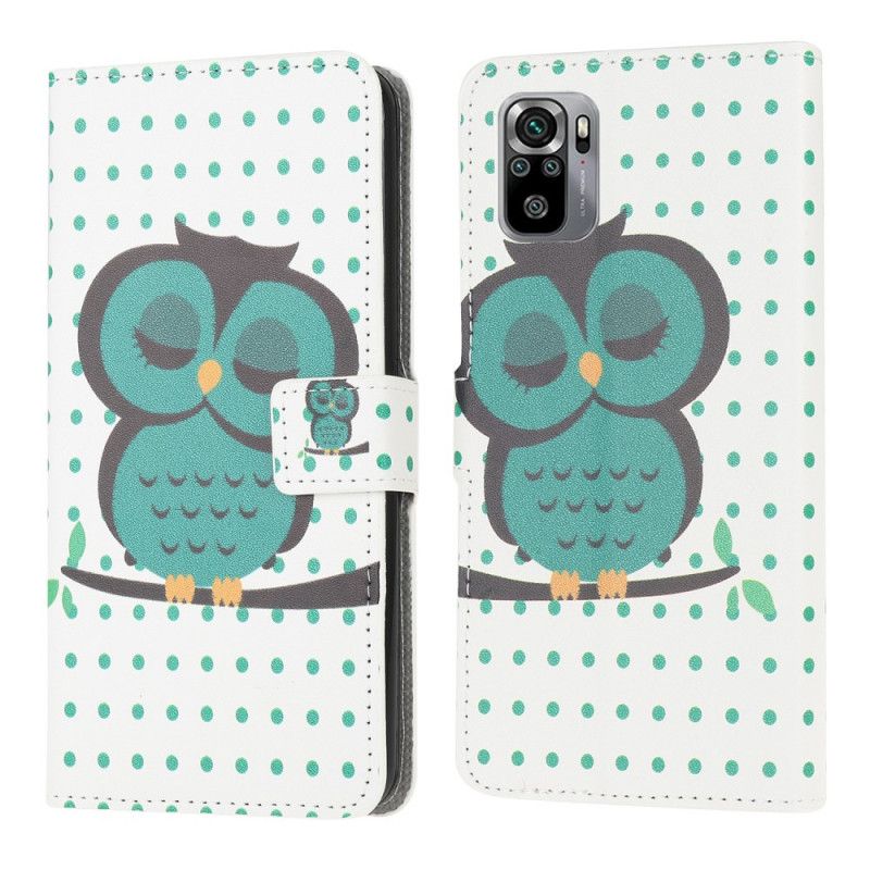 Flip Cover Læder for Xiaomi Redmi Note 10 / Note 10S Sovende Ugle