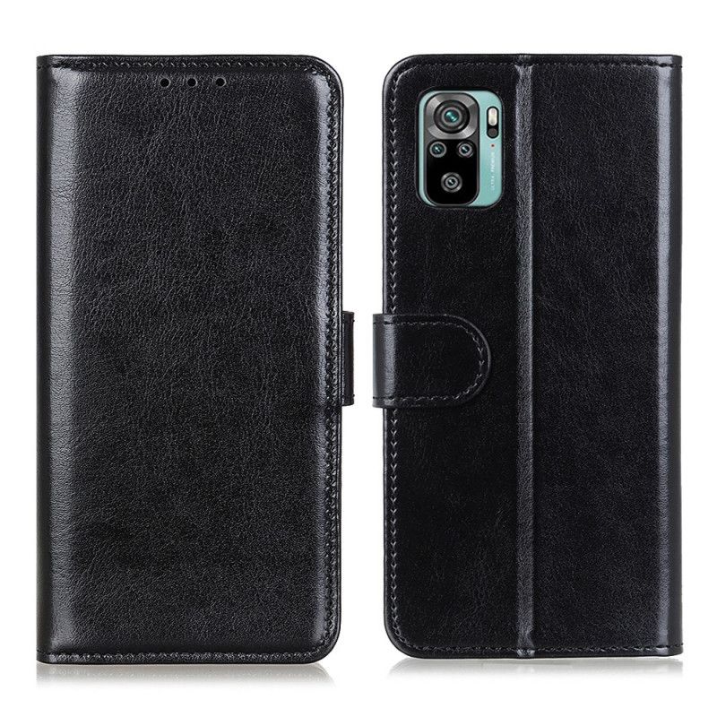 Flip Cover Læder Xiaomi Redmi Note 10 / Note 10S Sort Finesse Imiteret Læder