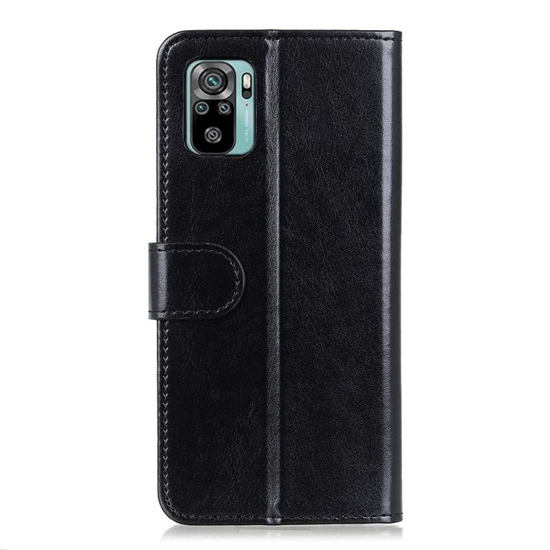 Flip Cover Læder Xiaomi Redmi Note 10 / Note 10S Sort Finesse Imiteret Læder