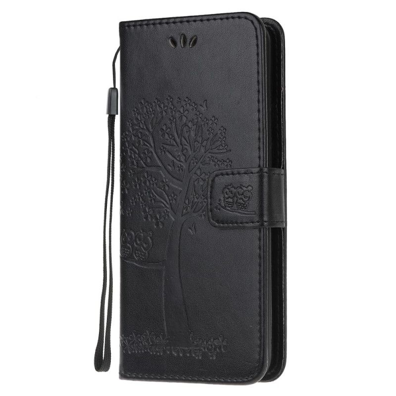 Flip Cover Læder Xiaomi Redmi Note 10 / Note 10S Sort Træ- Og Stringugler