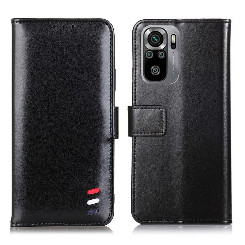 Flip Cover Læder Xiaomi Redmi Note 10 / Note 10S Sort Tricolour Læder Effekt Beskyttelse