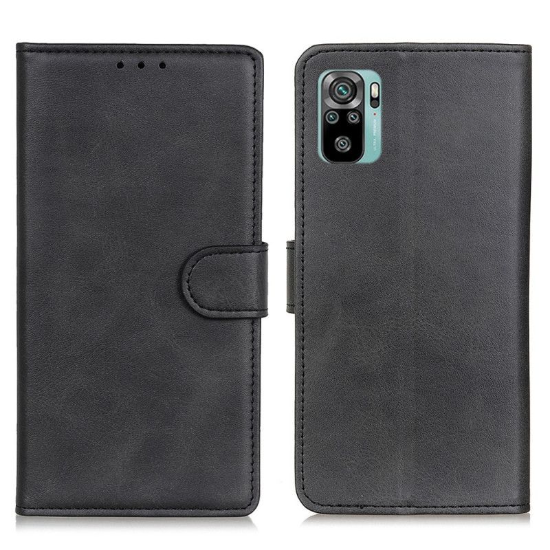 Flip Cover Xiaomi Redmi Note 10 / Note 10S Sort Retro Mat Læder Effekt