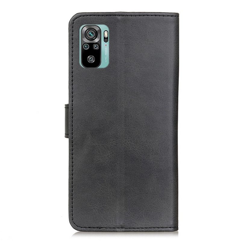 Flip Cover Xiaomi Redmi Note 10 / Note 10S Sort Retro Mat Læder Effekt