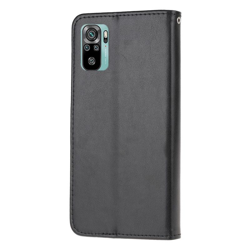 Flip Cover Xiaomi Redmi Note 10 / Note 10S Sort Sommerfugle Og Blomster