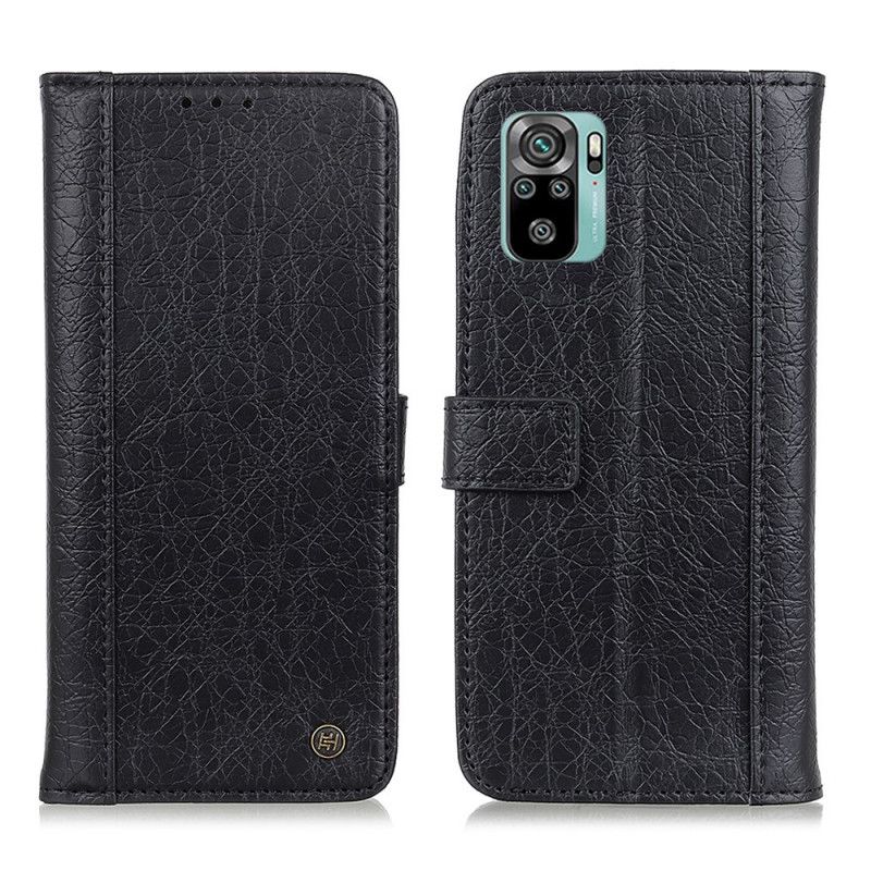 Flip Cover Xiaomi Redmi Note 10 / Note 10S Sort Split Læder I Knitrende Stil