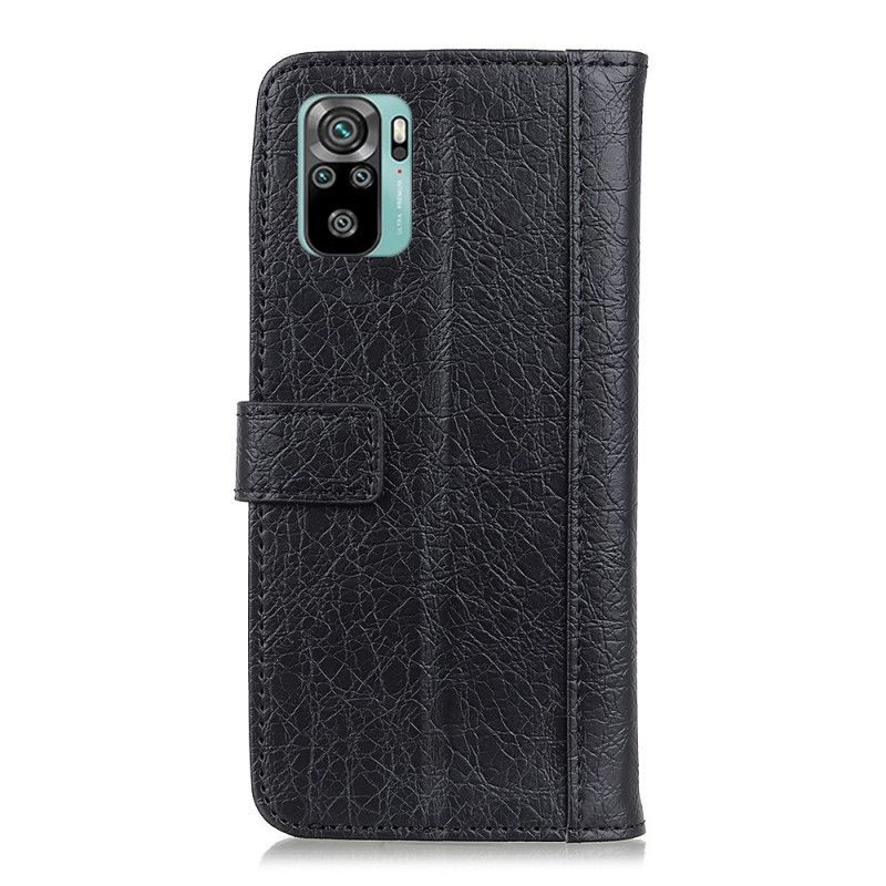 Flip Cover Xiaomi Redmi Note 10 / Note 10S Sort Split Læder I Knitrende Stil