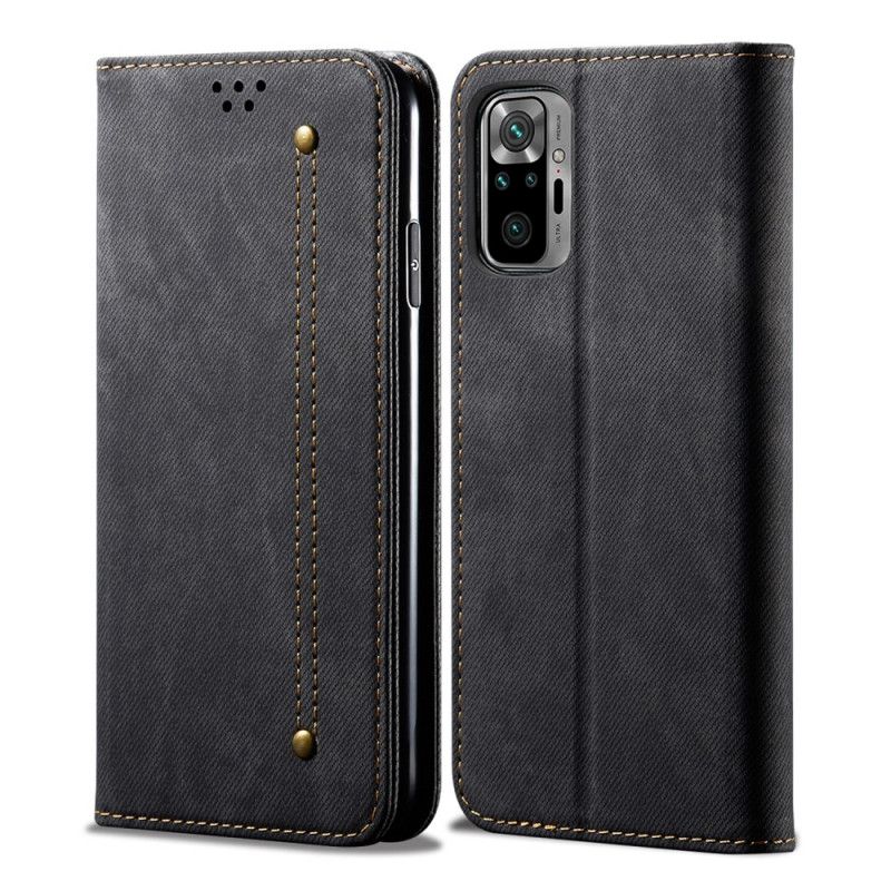 Læder Cover Xiaomi Redmi Note 10 / Note 10S Sort Jeansstof