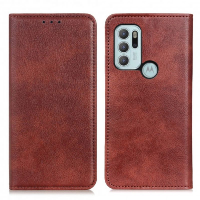 Flip Cover Moto G60s Elegance Split Litchi-læder