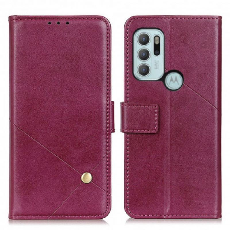 Læder Cover Moto G60s Telefon Etui Rivet X Design