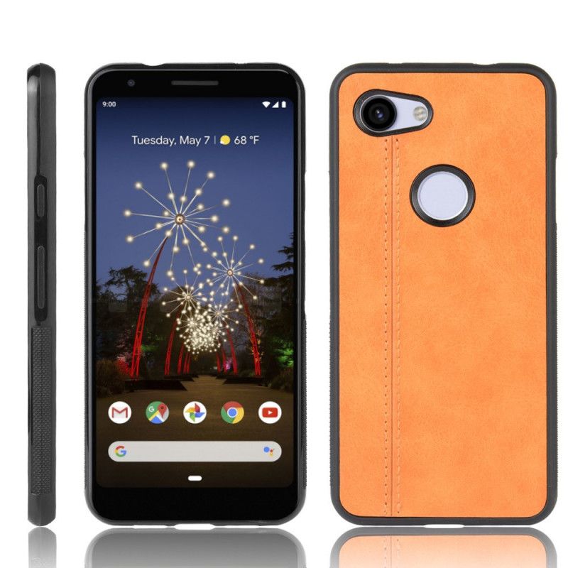 Cover for Google Pixel 3A Sort Søm I Læderstil