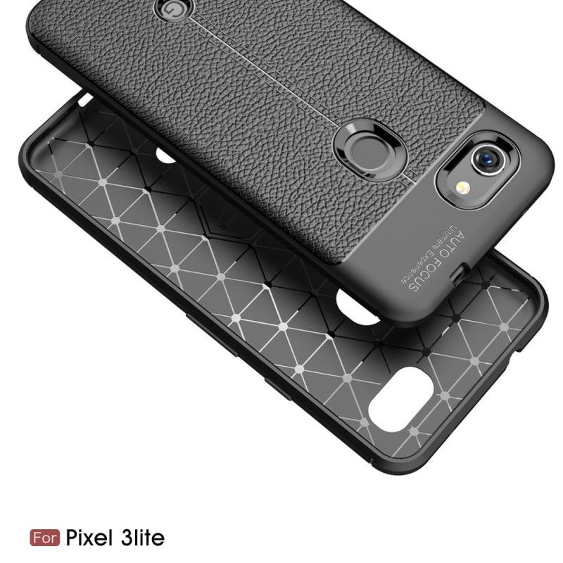 Cover Google Pixel 3A Sort Mobilcover Dobbeltlinjeret Lychee-Lædereffekt