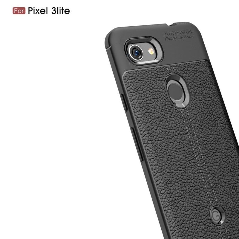 Cover Google Pixel 3A Sort Mobilcover Dobbeltlinjeret Lychee-Lædereffekt