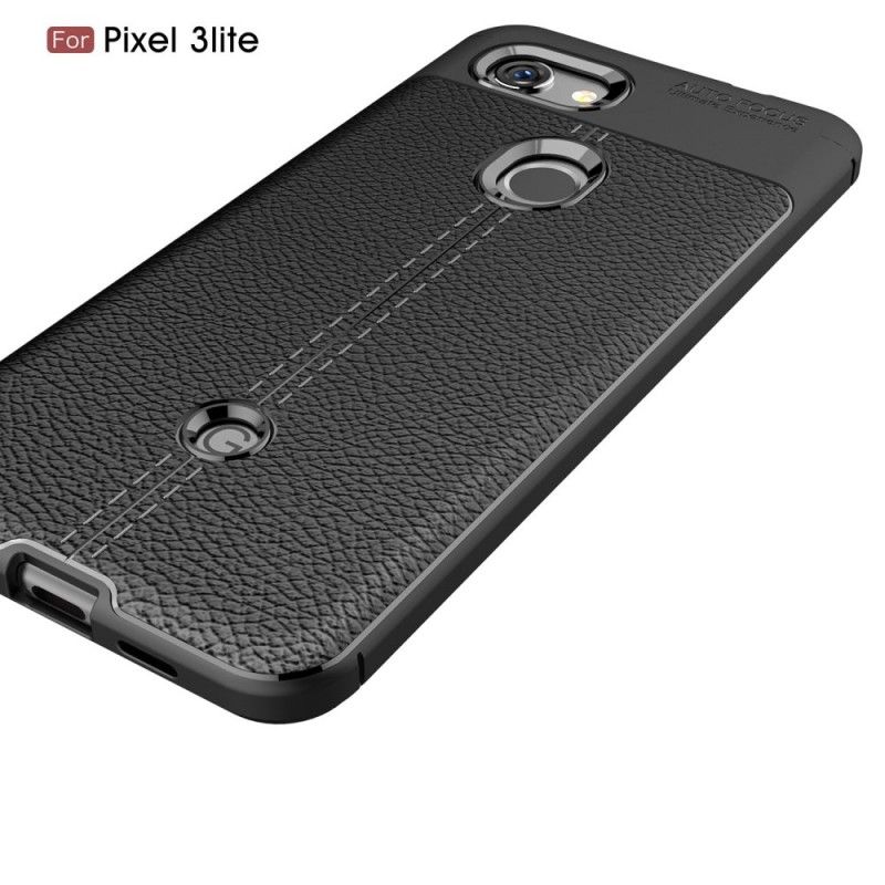 Cover Google Pixel 3A Sort Mobilcover Dobbeltlinjeret Lychee-Lædereffekt