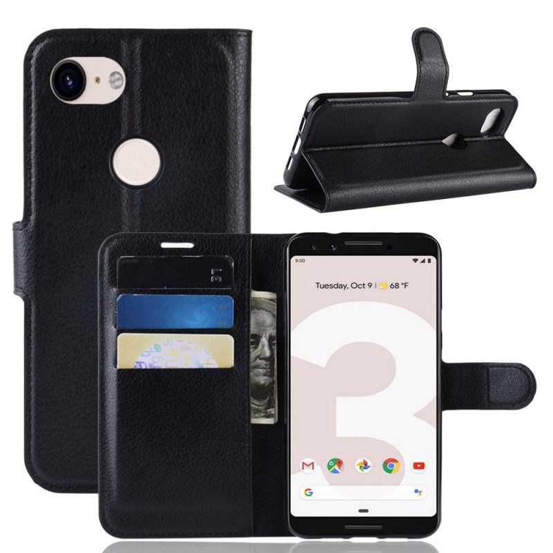 Flip Cover Læder for Google Pixel 3A Sort Klassisk