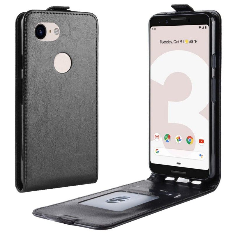 Flip Cover Læder for Google Pixel 3A Sort Sammenfoldelig