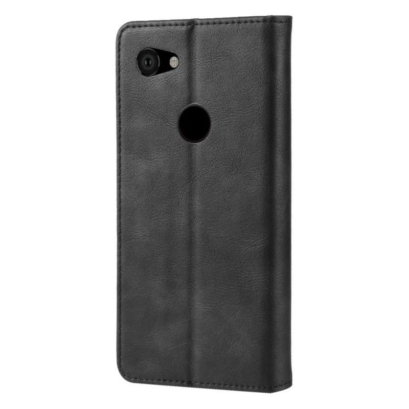 Læder Cover Google Pixel 3A Sort Mobilcover Stiliseret Vintage Lædereffekt