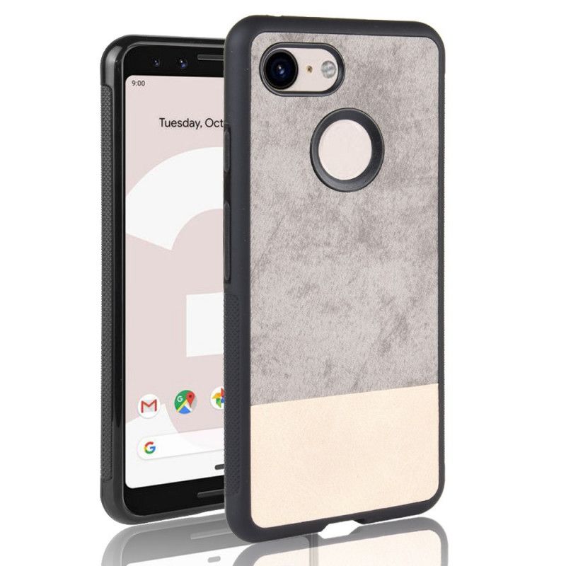 Cover for Google Pixel 3 Sort Tofarvet Imiteret Læder