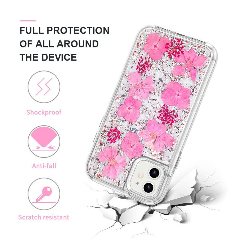 Cover for iPhone 11 Lys Lilla Luksuriøs Blomsterglitter