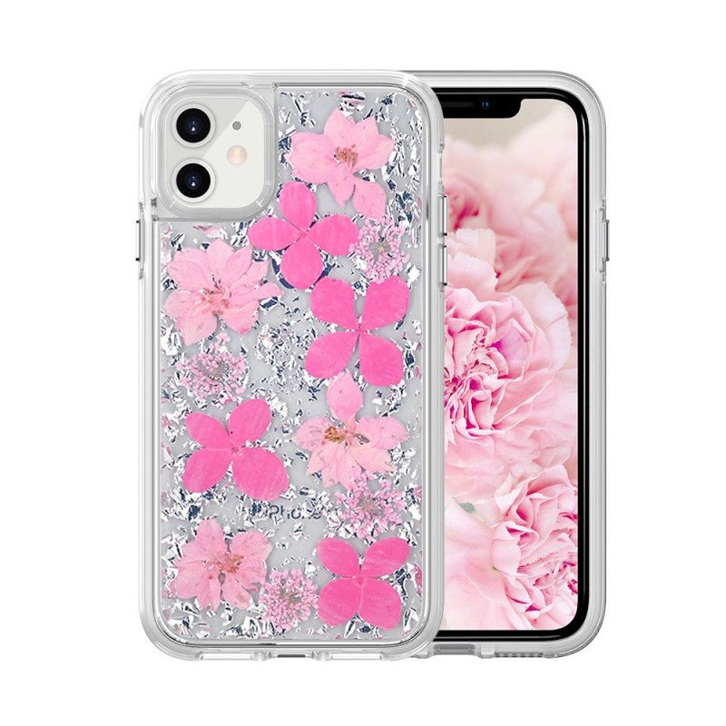 Cover for iPhone 11 Lys Lilla Luksuriøs Blomsterglitter