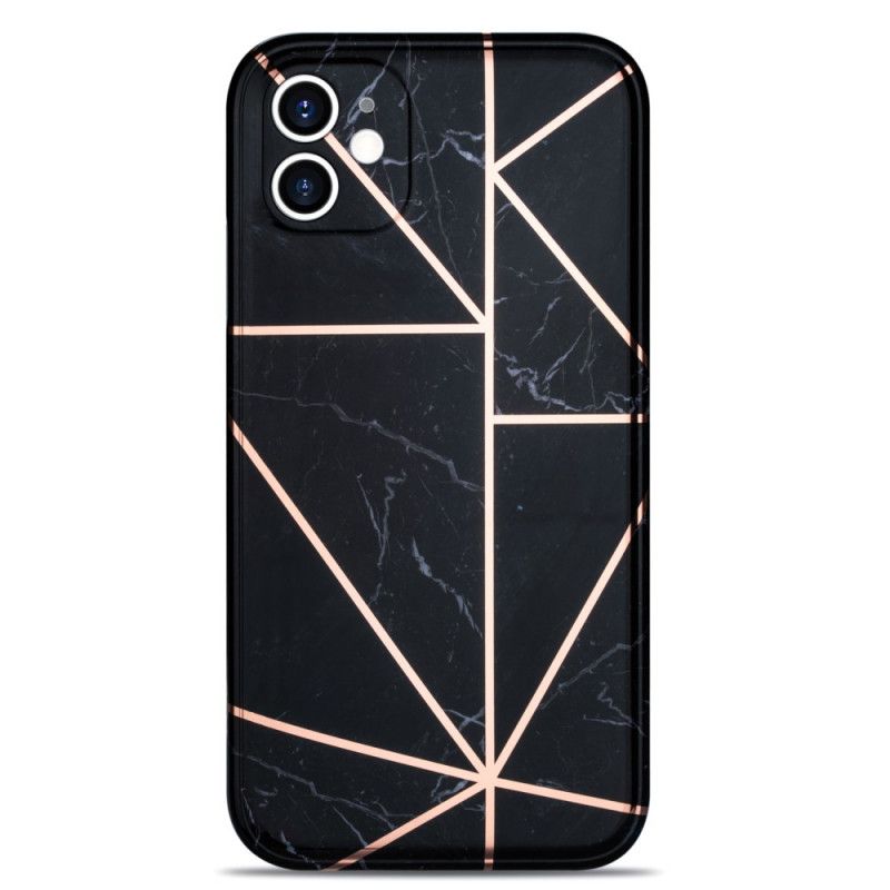 Cover for iPhone 11 Sort Marmor Prangende Geometri