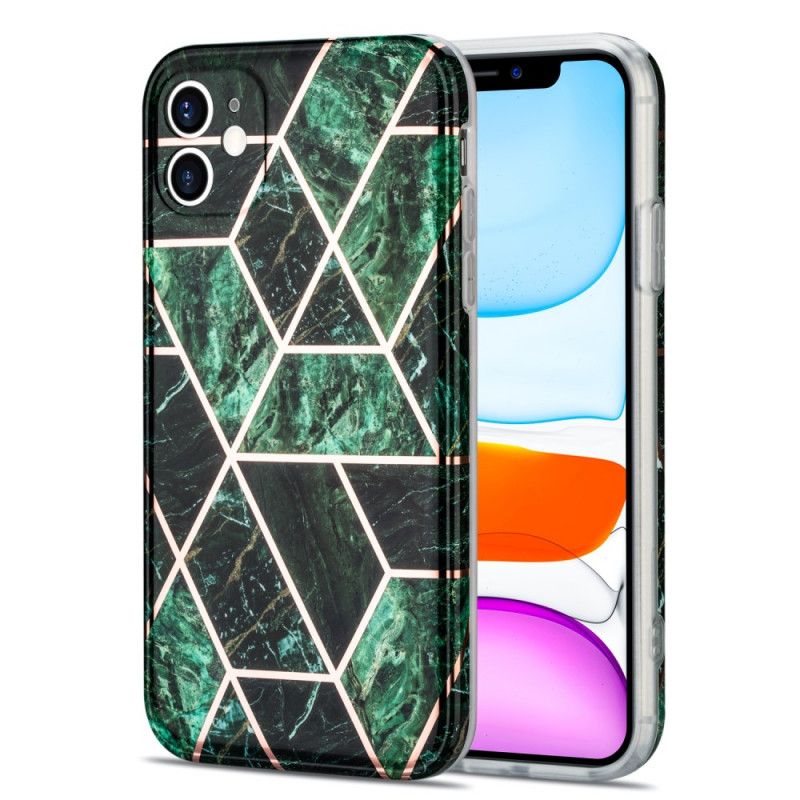 Cover for iPhone 11 Sort Marmor Prangende Geometri