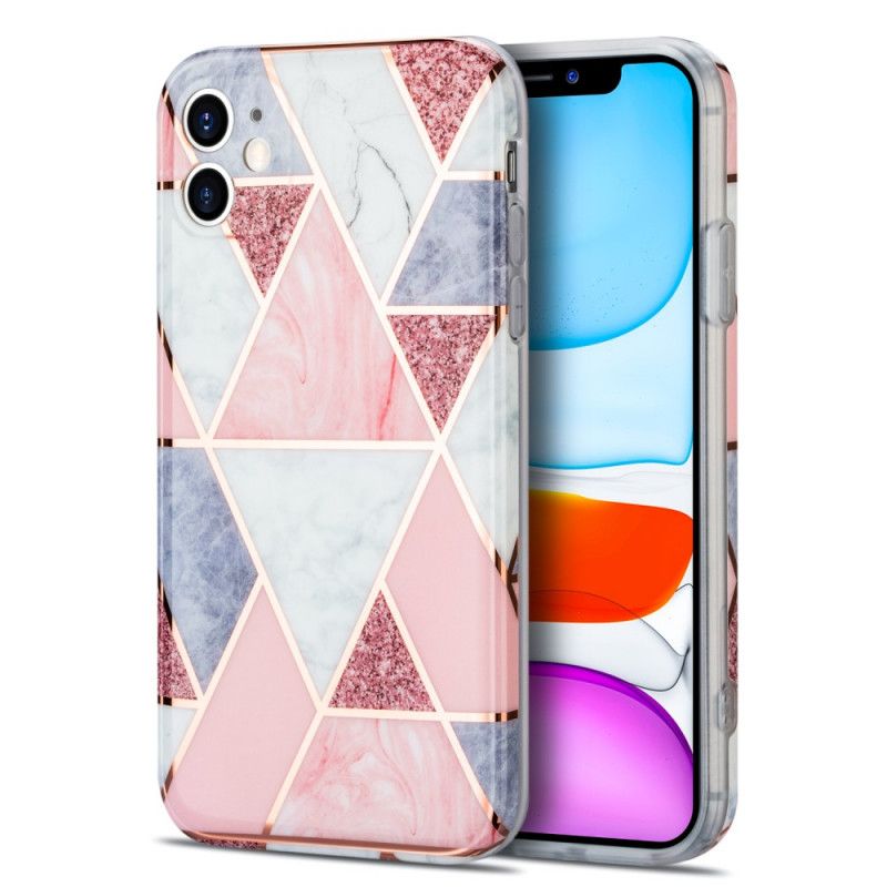 Cover for iPhone 11 Sort Marmor Prangende Geometri