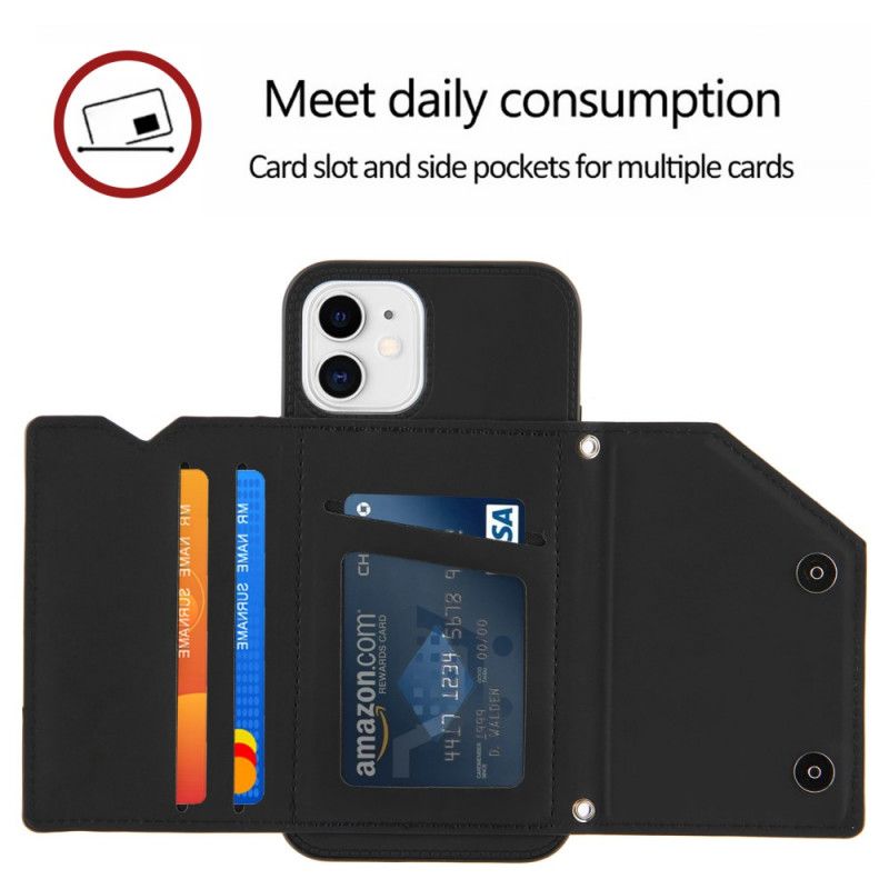 Cover for iPhone 11 Sort Multi-Card Håndfri Support