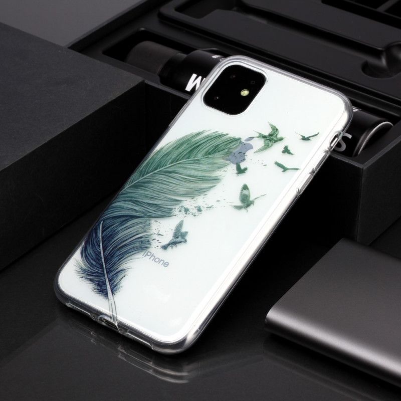 Cover iPhone 11 Gennemsigtig Farvet Fjer