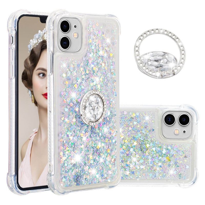 Cover iPhone 11 Hvid Pailletter Med Diamantstøttering