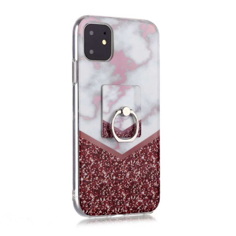 Cover iPhone 11 Magenta Marmor Design Med Støtte Ring