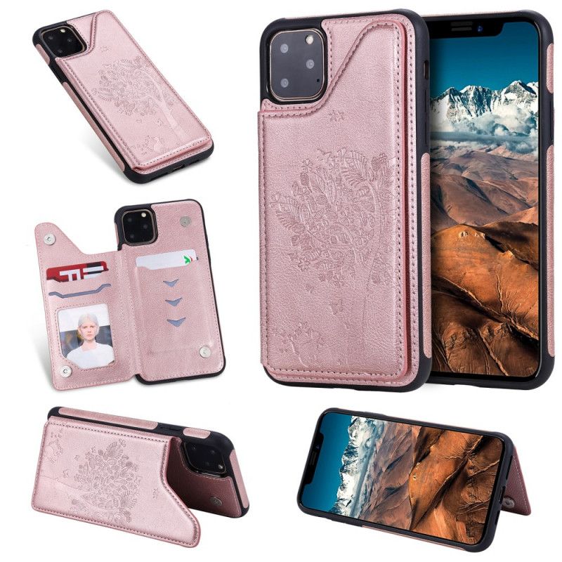 Cover iPhone 11 Rose Gold Multifunktionelt Katteprint